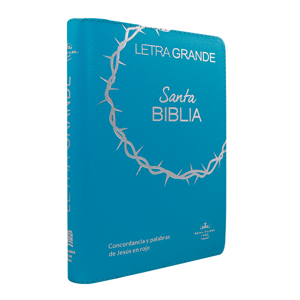 Biblia Reina Valera 1960 – Tapa Imitación Piel Covertext Turquesa, con Cierre, Concordancia, Palabras de Jesús en Rojo, con Índice, 14 x 20 cm, Letra 12 Puntos