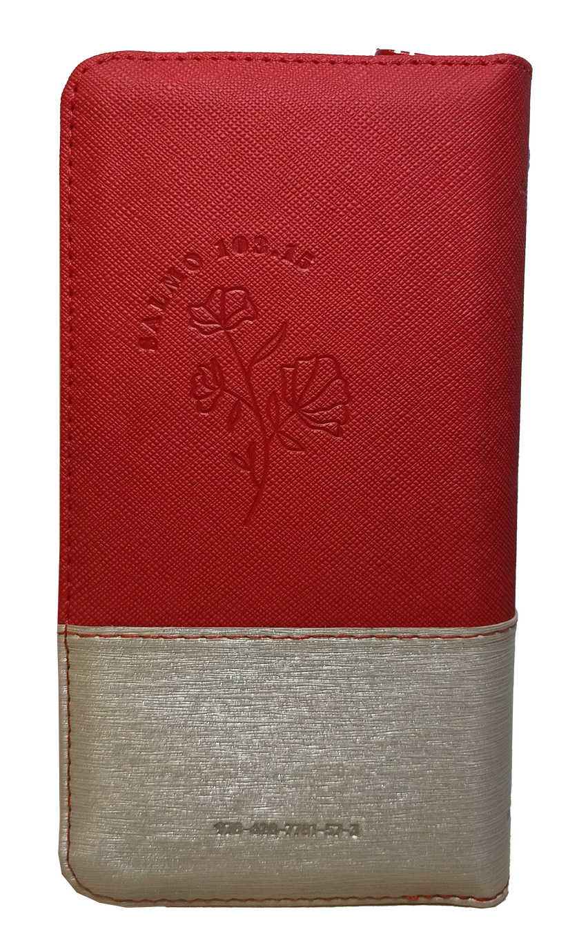Biblia Reina Valera 1960 – 036 – Con Concordancia – Letra 8 pts – 8,5x16,5 cm – Palabras de Jesús en Rojo – Cierre con Índice – Tapa PU Roja/Beige