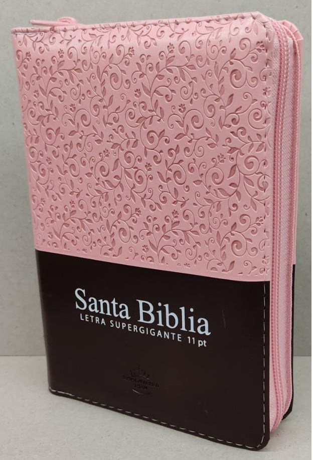 Biblia Reina Valera 1960 Letra mayor 11 puntos indice canto floreado rosa dos tonos