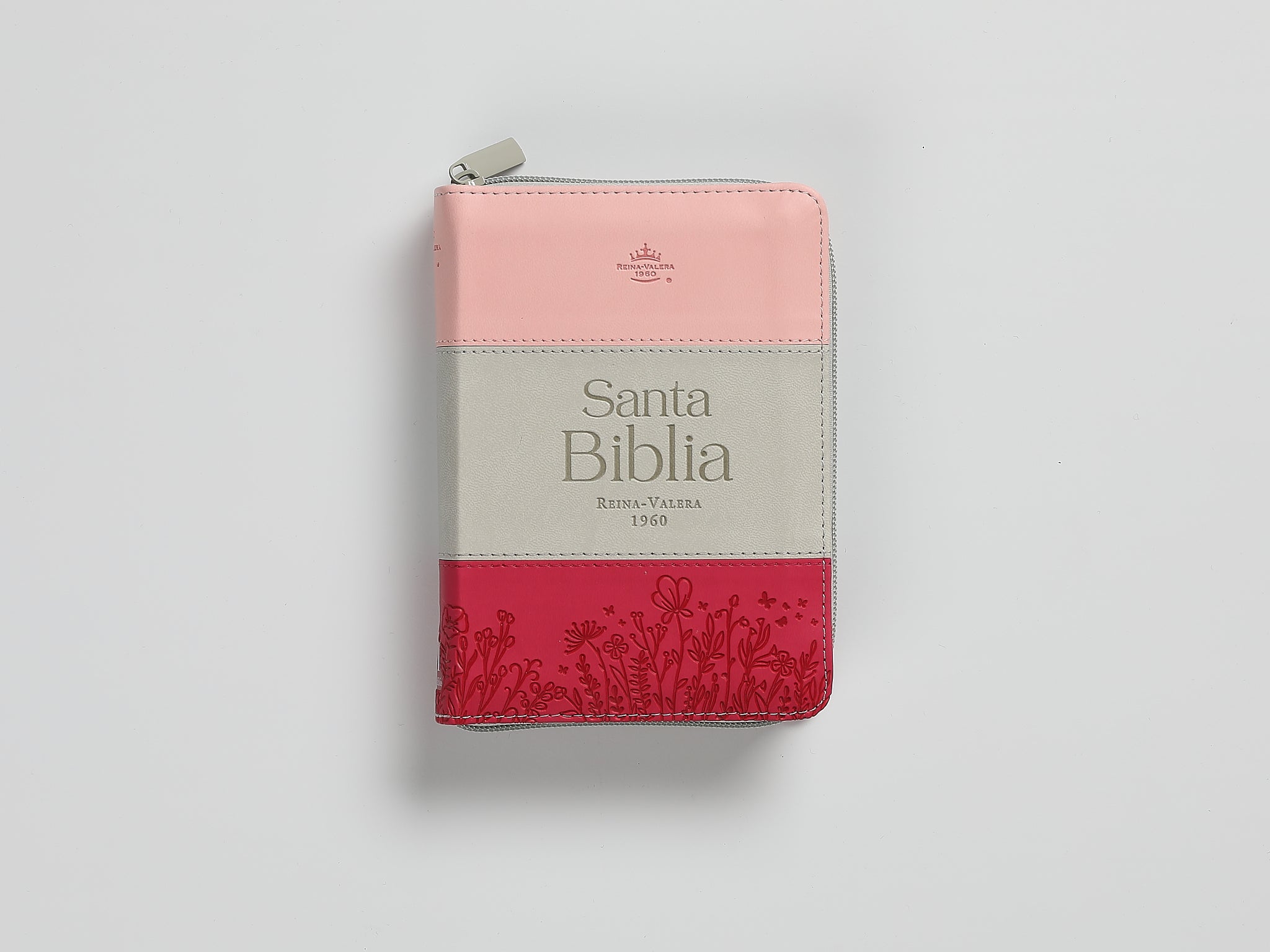 Biblia Reina Valera 1960 – 025 – Con Concordancia – Letra 8 pts – 10x14 cm – Cierre – Indice- Tricolor Rosa/Blanco/Fucsia