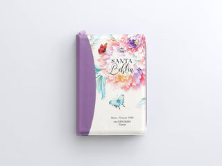 Biblia Reina Valera 1960 – 088 – Con Concordancia – Letra 19 pts – 16x23 cm – Cierre con Índice – Flores Lila