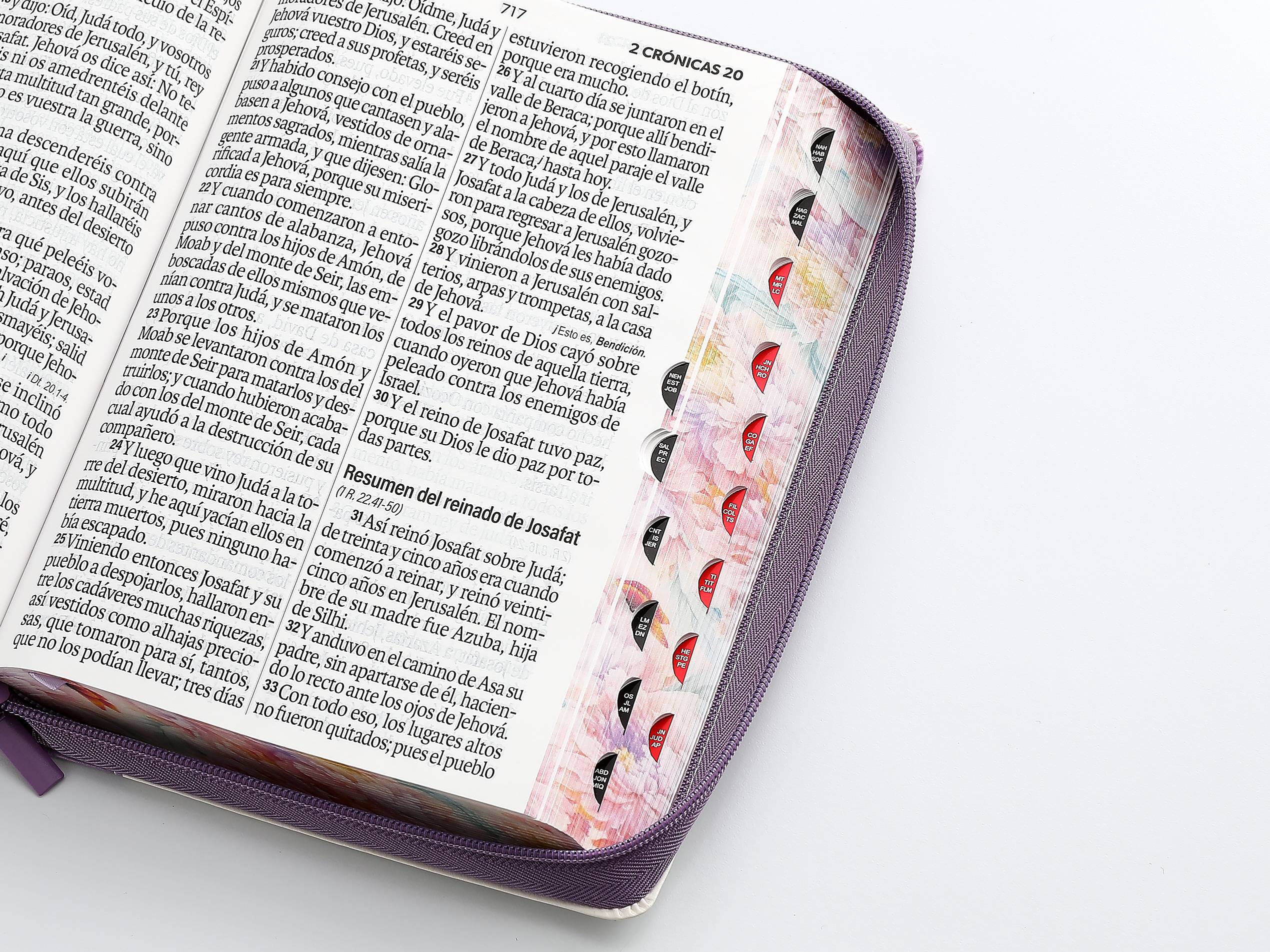 Biblia Reina Valera 1960 – 088 – Con Concordancia – Letra 19 pts – 16x23 cm – Cierre con Índice – Flores Lila