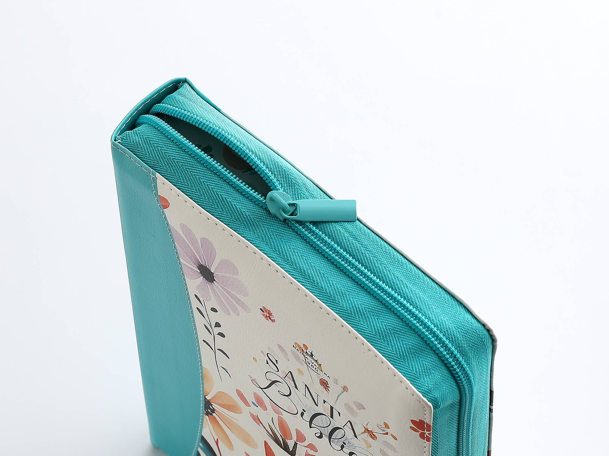 Biblia Reina Valera 1960 – 088 – Con Concordancia – Letra 19 pts – 16x23 cm – Cierre con Índice – Flores Turquesa