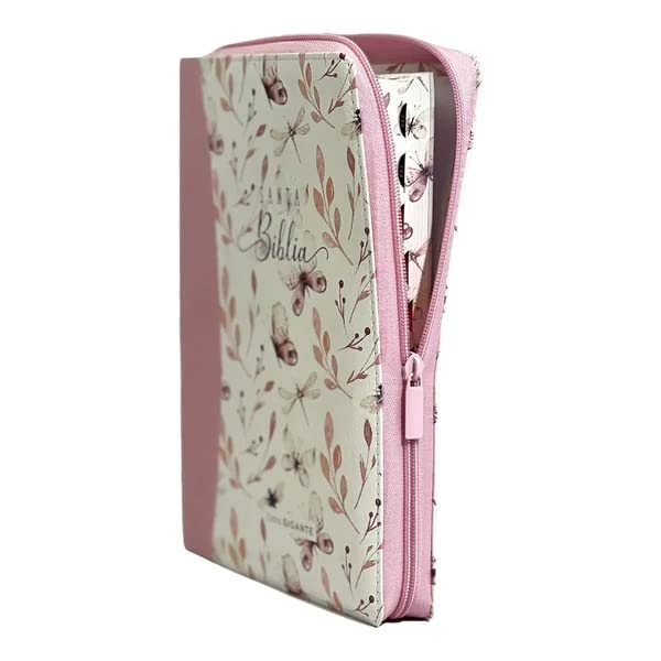 Biblia Reina Valera 1960 – 085 – Con Concordancia – Letra 15 pts – 17x25 cm – Cierre con Índice – Mariposas Rosa