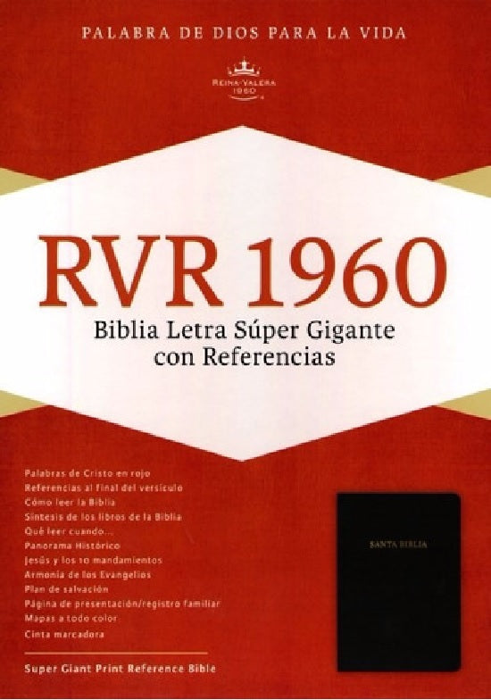 Biblia Reina Valera 1960 Super Gigante Piel Rojo Negro En Caja