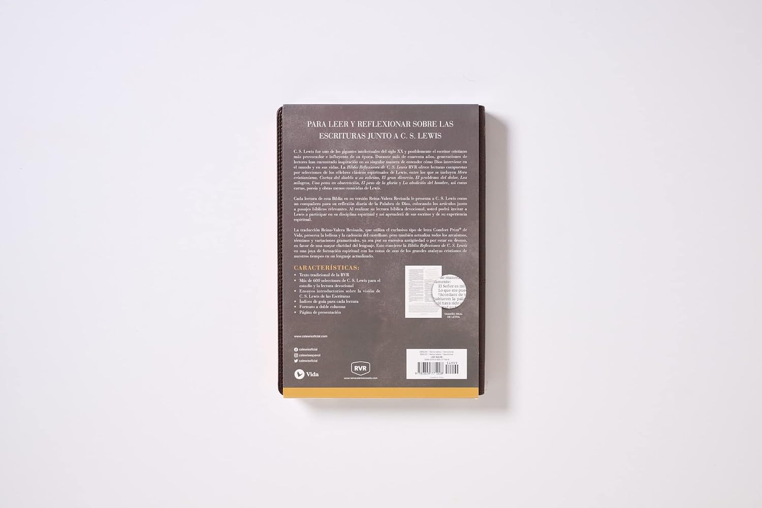 Biblia RVR Reflexiones De C. S. Lewis, Interior A Dos Colores, Leathersoft, Café