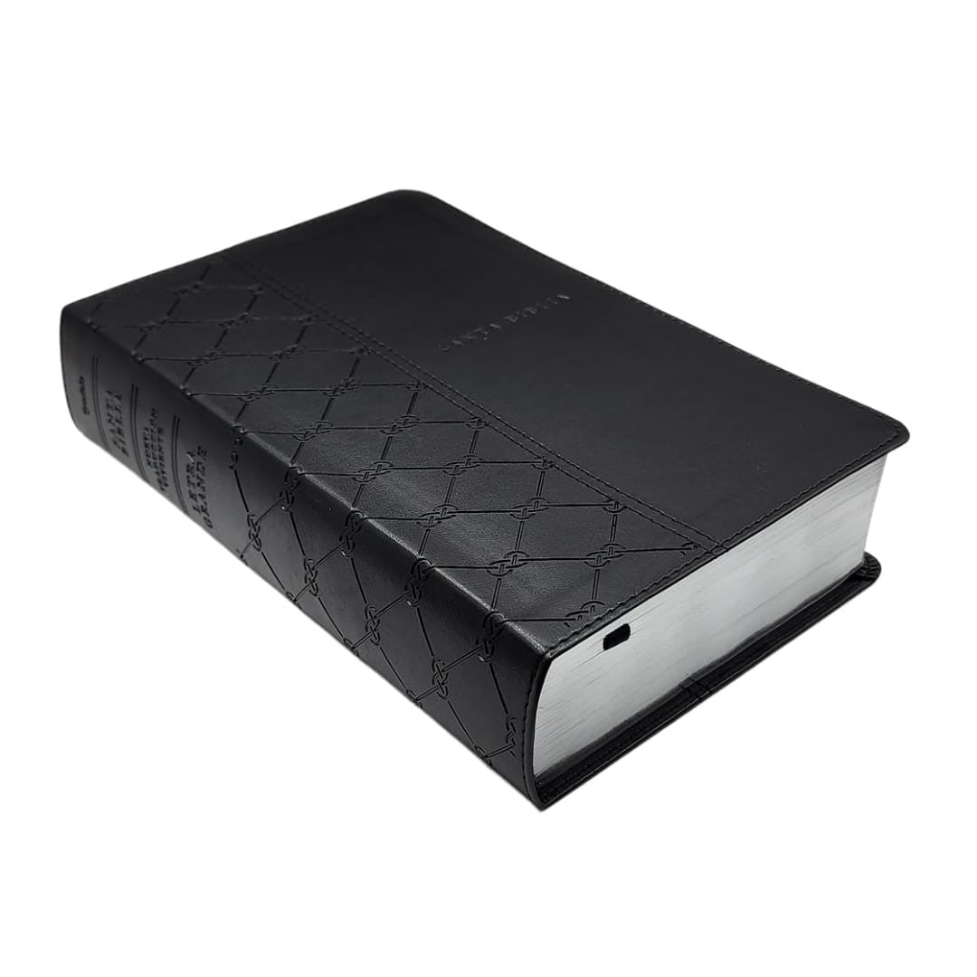 Biblia Nueva Traducción Viviente – Tapa Imitación Piel Negro, Letra 12pt, 14x21 cm