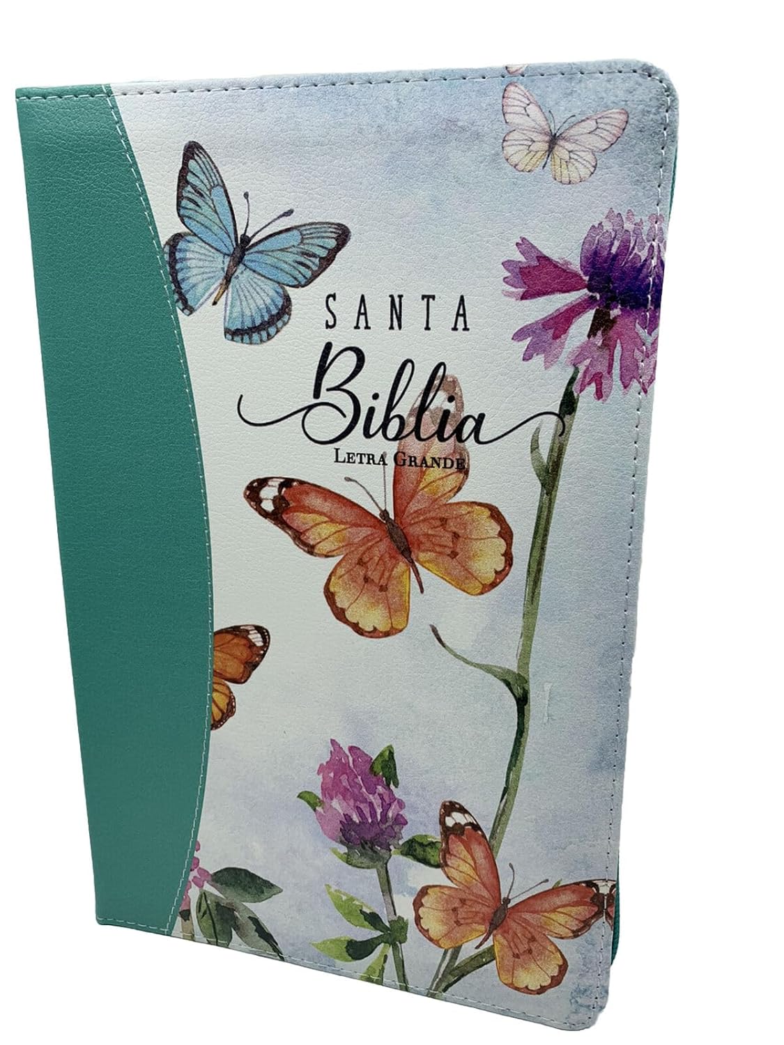 Biblia Reina Valera 1960 – 065 – Con Concordancia – Letra 12 pts – 14x21 cm – Cierre con Índice – Mariposa Turquesa