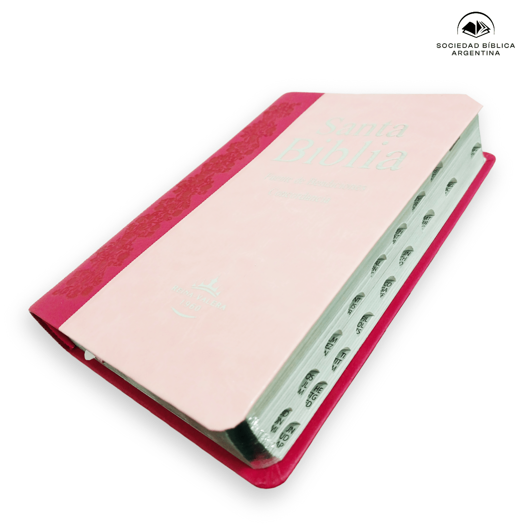 Biblia Reina Valera 1960 – Tapa Imitación Piel Promesas Rosa, Concordancia, con Índice, 12 x 17 cm, Letra 8 Puntos