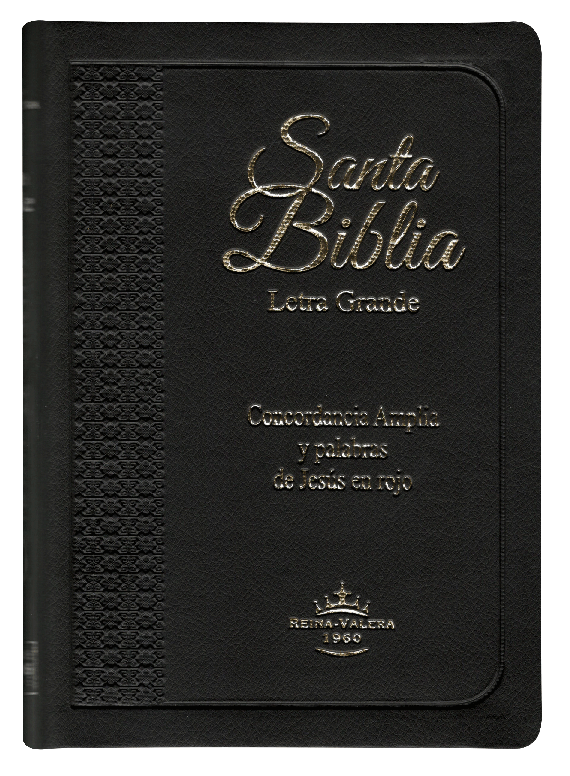 Biblia Reina Valera 1960 – Tapa Imitación Piel Negra, Concordancia, Palabras de Jesús en Rojo, con Índice, 14 x 22 cm, Letra 12 Puntos