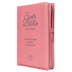 Biblia Reina Valera 1960 Letra Grande Cierre Indice Concordancia Canto Plateado Tapa Pu Rosa