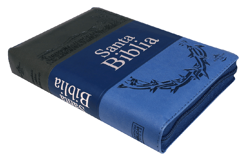 Biblia Reina Valera 1960 Letra Grande Cierre Imitación Piel Tapa Pu Tritono Azul