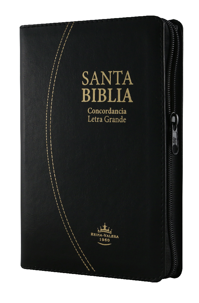 Biblia Reina Valera 1960 Letra Grande Cierre PJR Concordancia indice Canto dorado Tapa Pu Negro