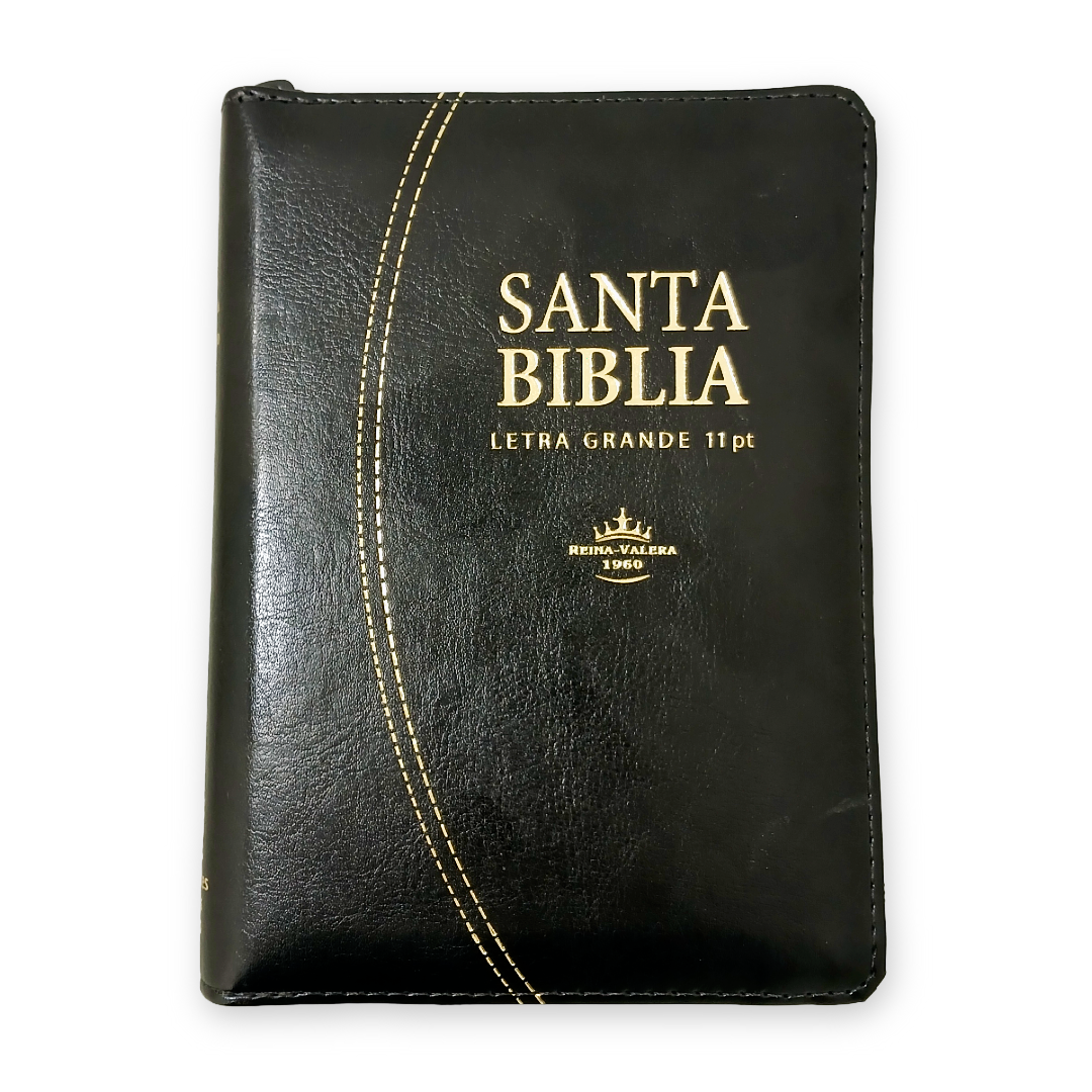 Biblia Reina Valera 1960 Letra Mayor 11 puntos Cierre Indice Tapa Pu Negro