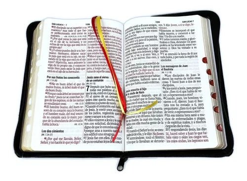 Biblia Reina Valera 1960 – Tapa Imitación Piel Negro, con Cierre, Concordancia, Palabras de Jesús en Rojo, con Índice, 14 x 22 cm, Letra 14 Puntos