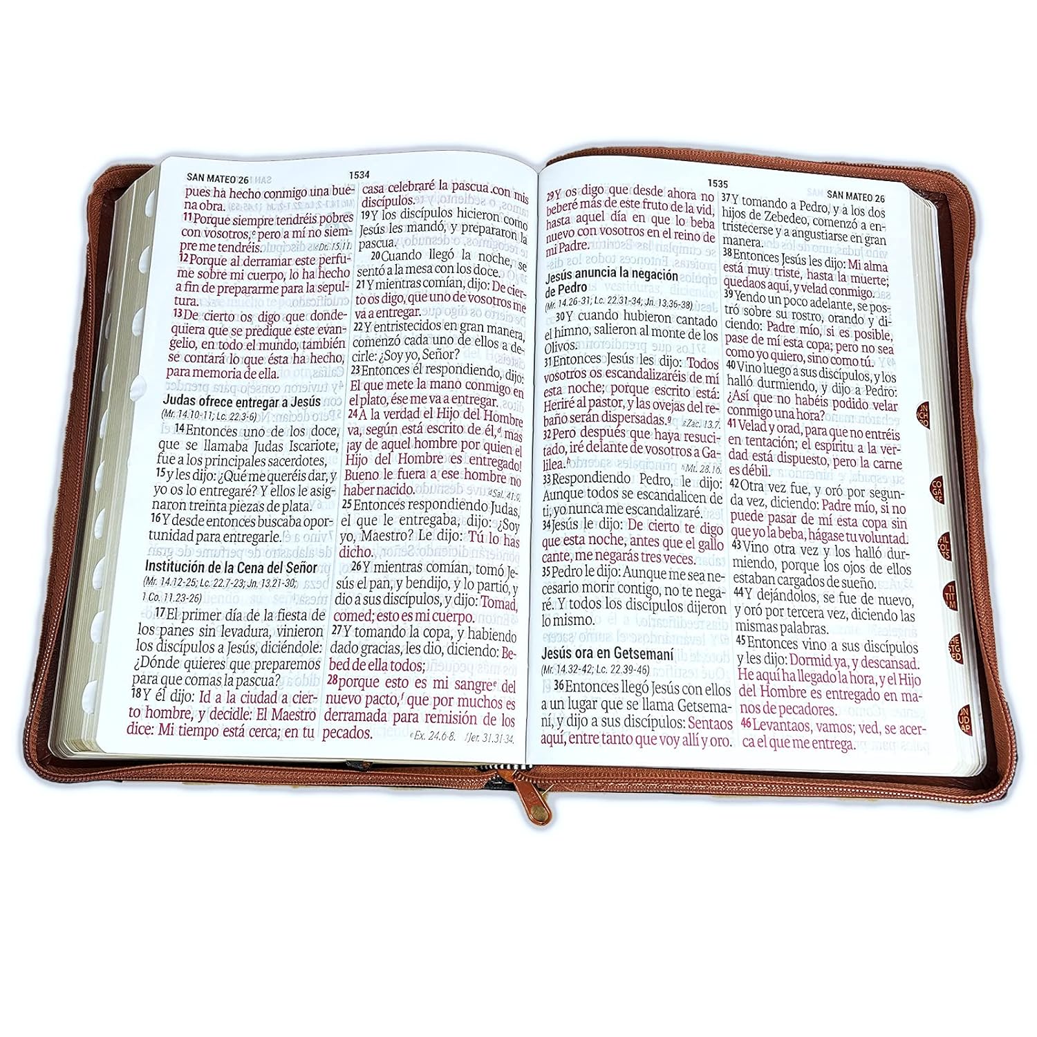 Biblia Reina Valera 1960 · Letra Súper Gigante · Palabras de Jesús en rojo · Tapa sintética negra y marrón con cierre e índice