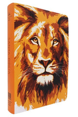 Biblia Reina Valera 1960 · Letra Grande · Palabras de Jesús en rojo · Semiflexible diseño León naranja