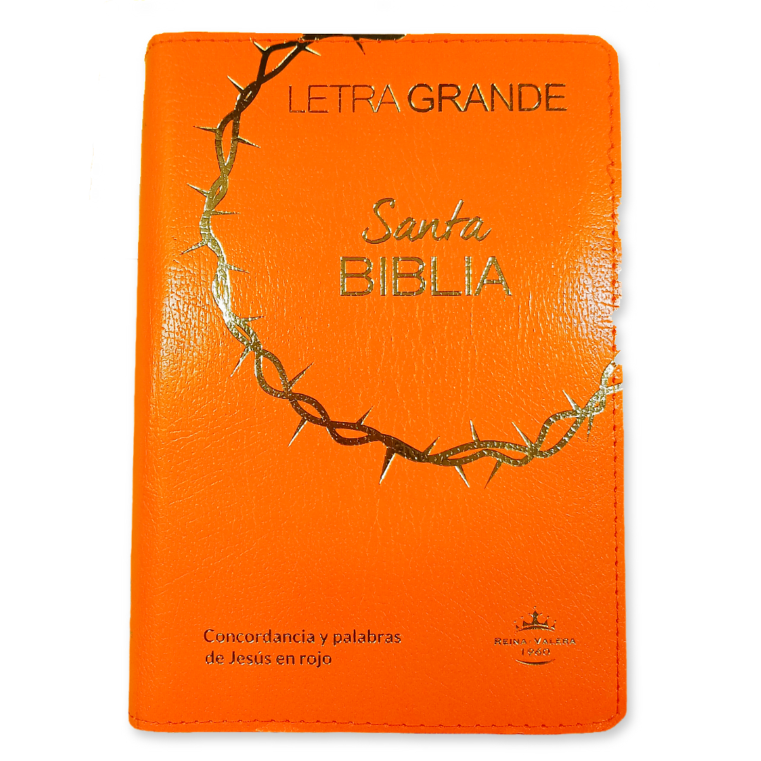 Biblia Reina Valera 1960 Letra 12p PJR cierre índice Covertex Naranja