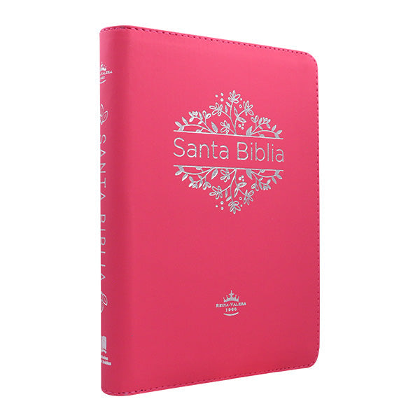 Biblia Reina Valera 1960 – Tapa Imitación Piel Rosa, con Cierre, Palabras de Jesús en Rojo, 14 x 21 cm, Letra 12 Puntos