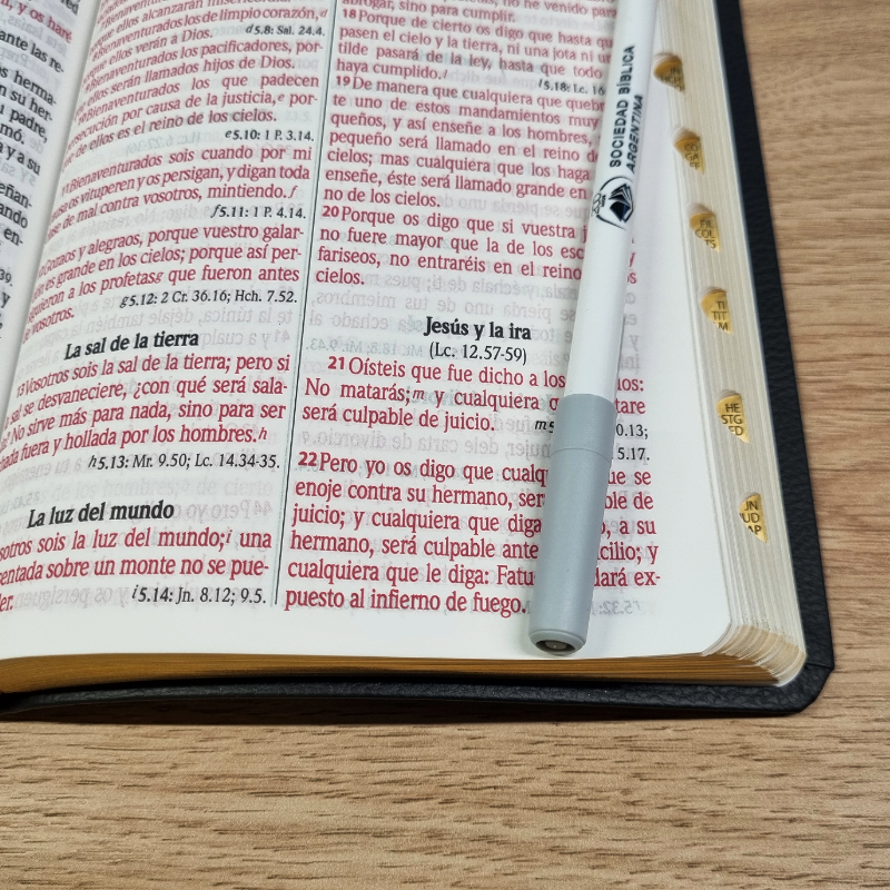Biblia Reina Valera 1960 – Tapa Vinilo Aston Negra, Concordancia, Palabras de Jesús en Rojo, con Índice, 14 x 21 cm, Letra 12 Puntos