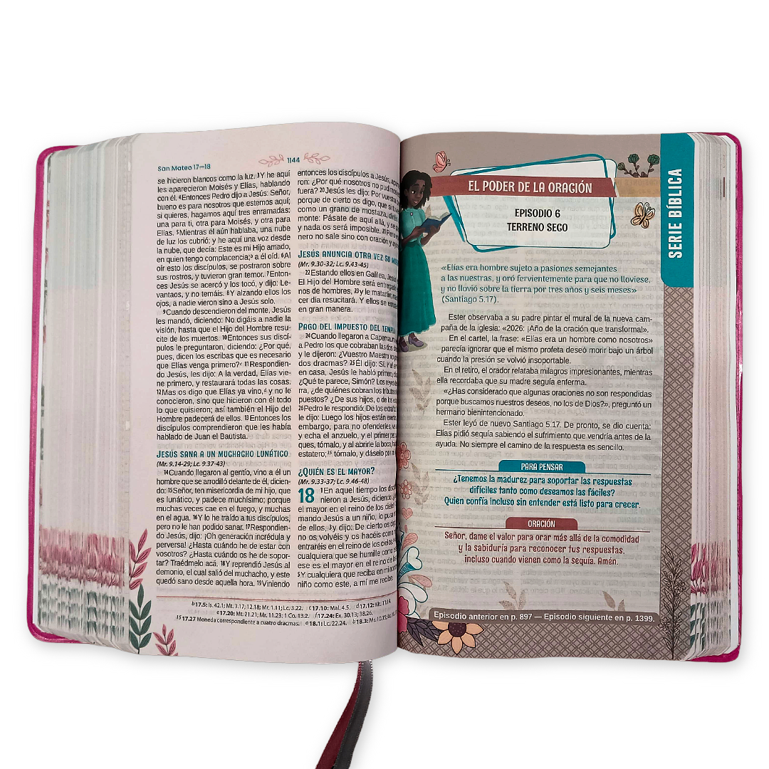 Biblia Mary Jones y sus amigas RVR1960 TD Rosa, Letra 10 puntos, 22x14 cm