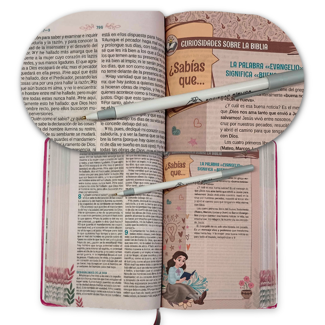 Biblia Mary Jones y sus amigas RVR1960 TD Rosa, Letra 10 puntos, 22x14 cm