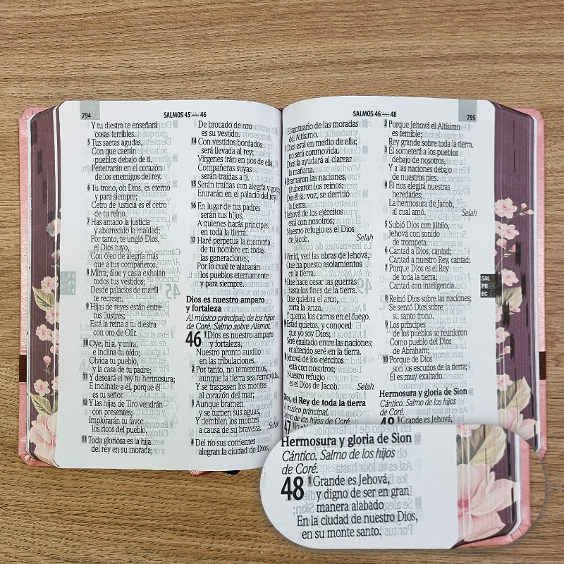 Biblia Reina Valera 1960 – Tapa Imitación Piel Rosa Canto Floreado, Concordancia, Palabras de Jesús en Rojo, con Índice, 14 x 21 cm, Letra 14 Puntos