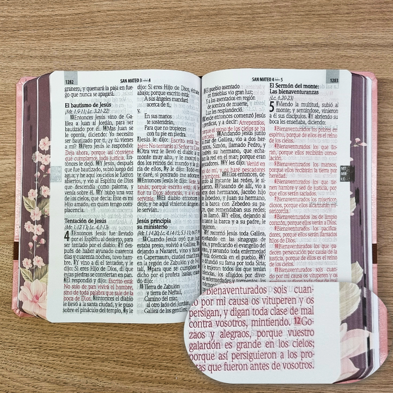 Biblia Reina Valera 1960 – Tapa Imitación Piel Rosa Canto Floreado, Concordancia, Palabras de Jesús en Rojo, con Índice, 14 x 21 cm, Letra 14 Puntos