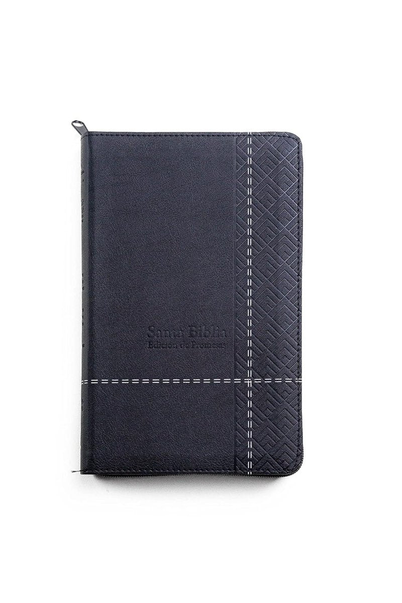 Biblia Reina Valera 1960 de Promesas · Tamaño manual · Edición negro · Imitación piel con cierre