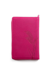 Biblia Reina Valera 1960 de Promesas · Tamaño manual · Edición fucsia · Imitación piel con cierre
