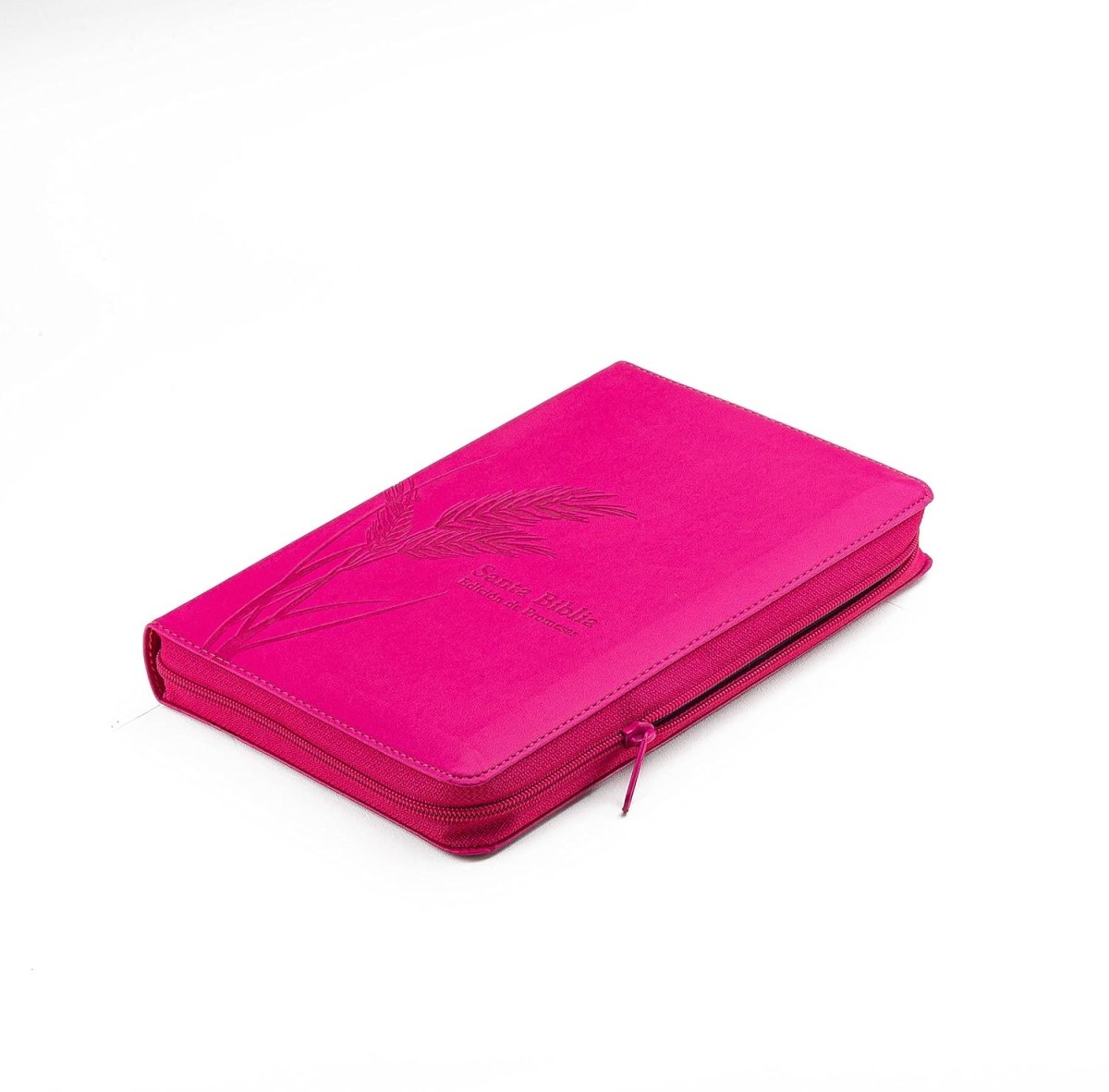Biblia Reina Valera 1960 de Promesas · Tamaño manual · Edición fucsia · Imitación piel con cierre