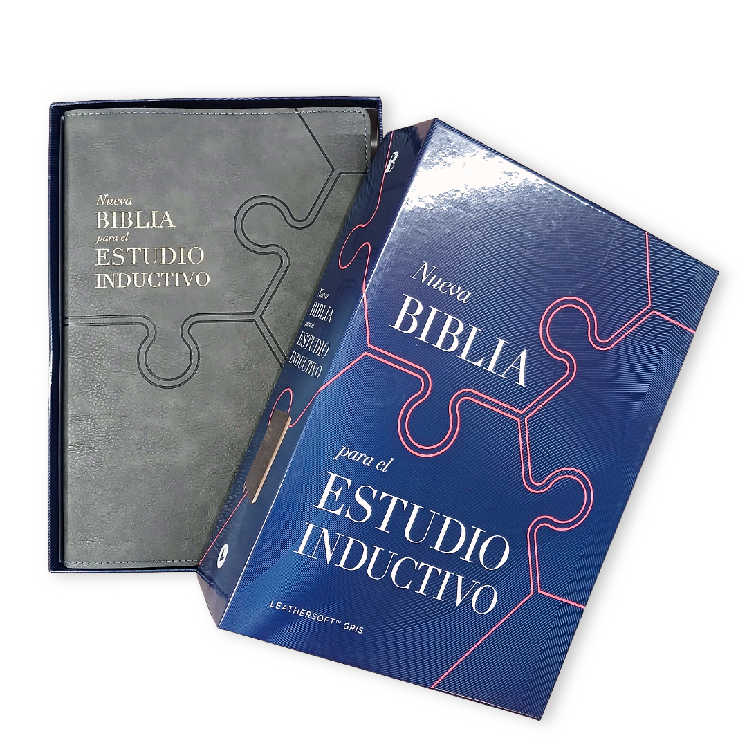 Biblia Nueva Biblia De Las Américas (NBLA) Para El Estudio Inductivo, 18×25, Tapa PU, Comfort Print, Gris