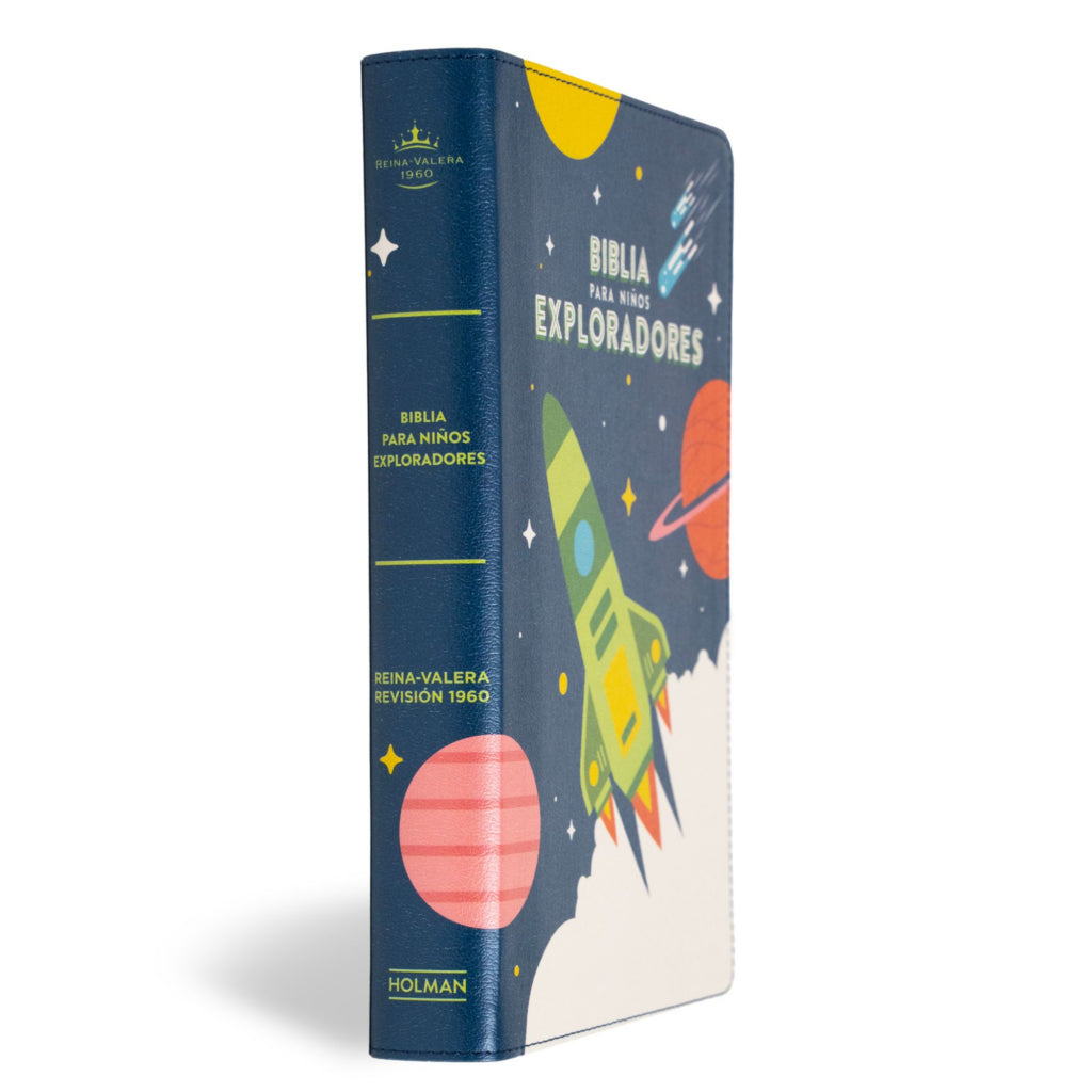 Biblia Reina Valera 1960 para Niños Exploradores Azul Cósmico Simil Piel