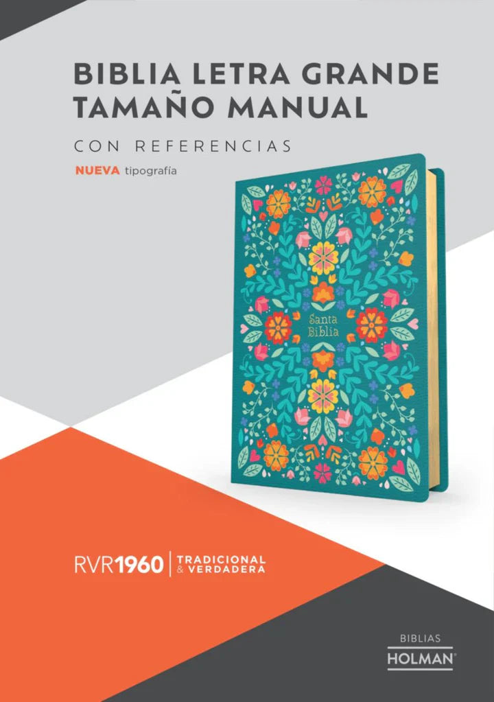 Biblia Rvr 60 Letra 12P 15 X 21, Floreada Simil Piel