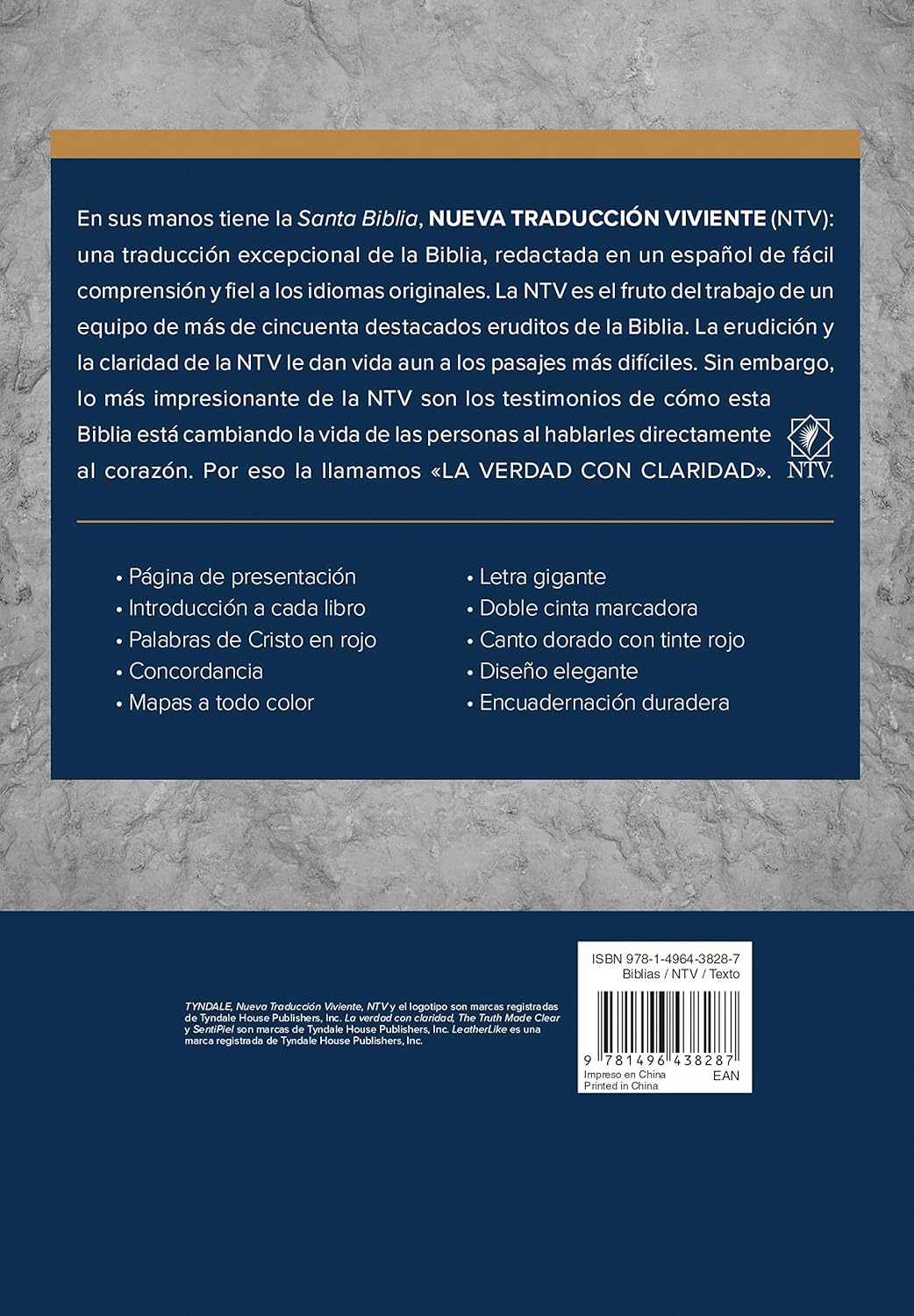 Biblia Nueva Traducción Viviente Letra Mediana PJR Edición Clásica Azul