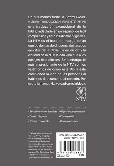 Biblia Nueva Traducción Viviente Letra Compacta Canto plateado Negro
