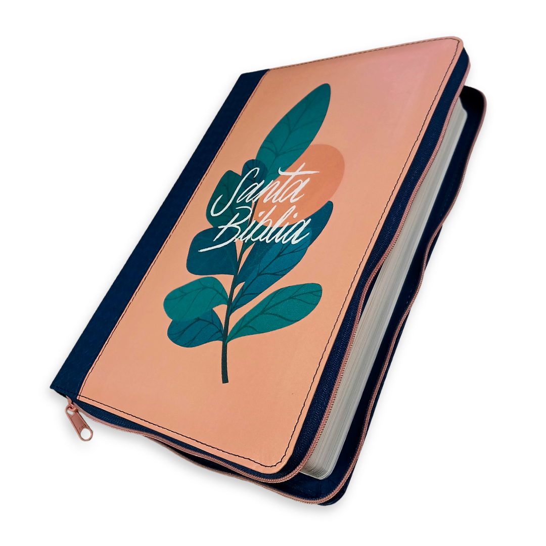 Biblia Reina Valera 1960 Letra Compacta PJR Cierre 2 Tonos Coral/Azul