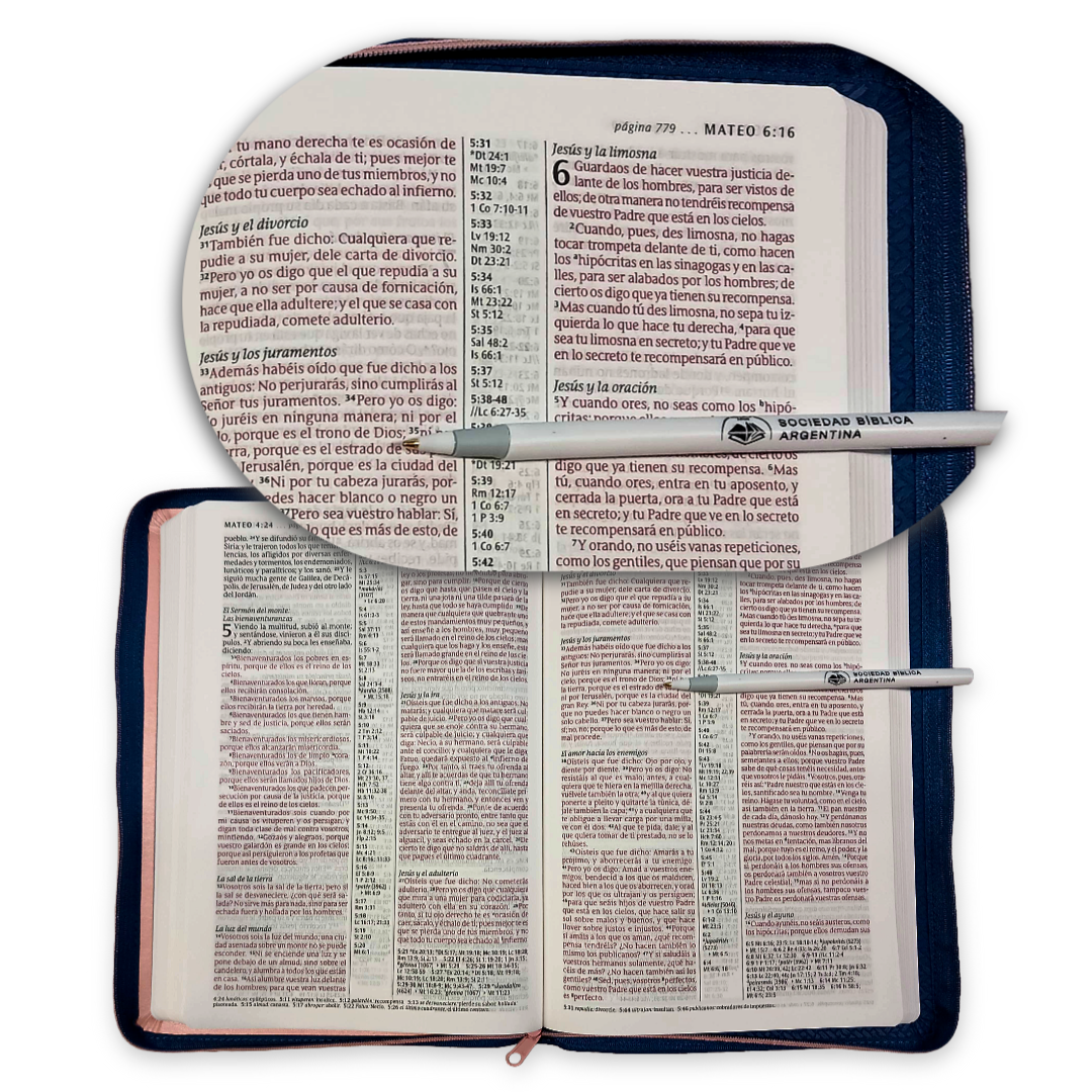 Biblia Reina Valera 1960 Letra Compacta PJR Cierre 2 Tonos Coral/Azul
