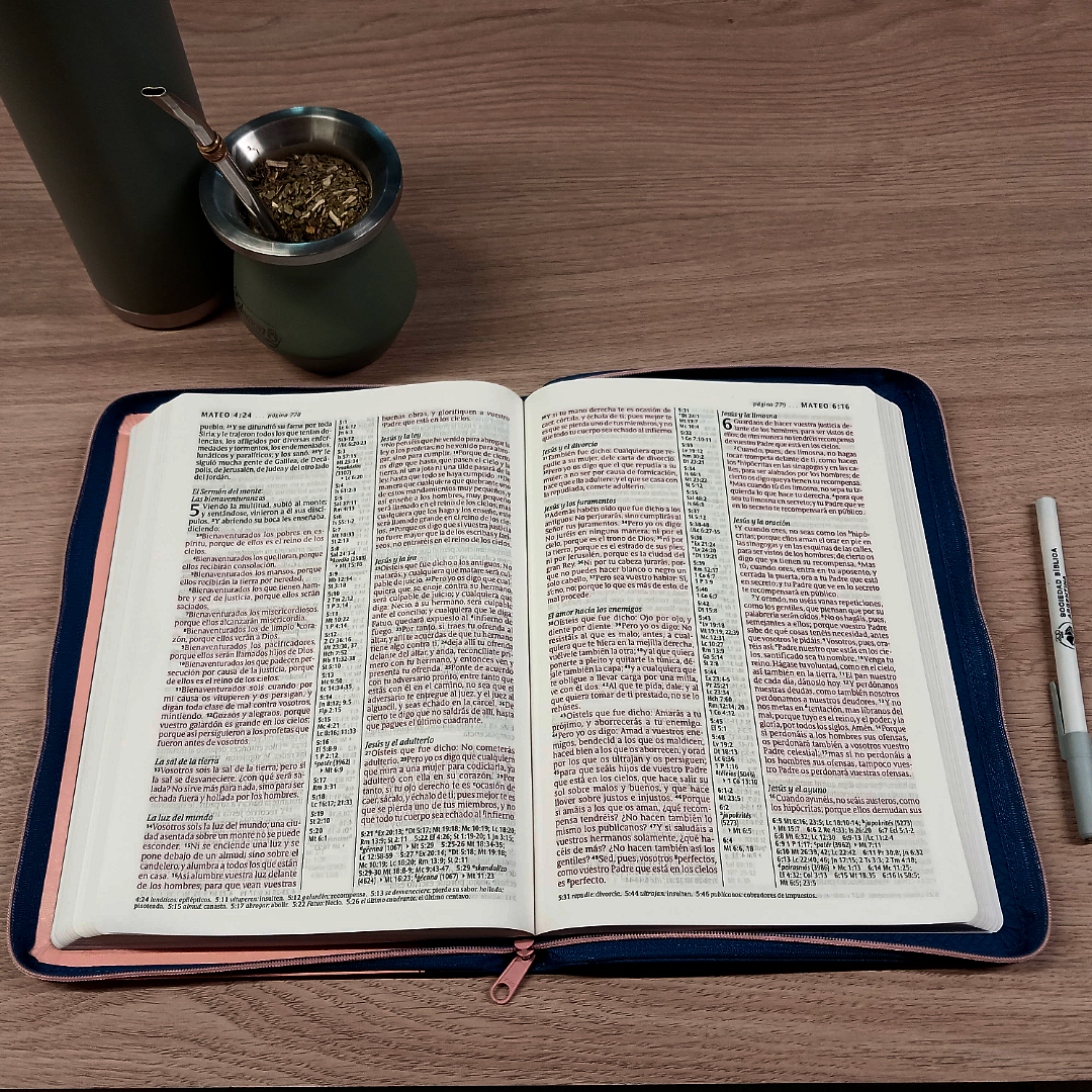 Biblia Reina Valera 1960 Letra Compacta PJR Cierre 2 Tonos Coral/Azul