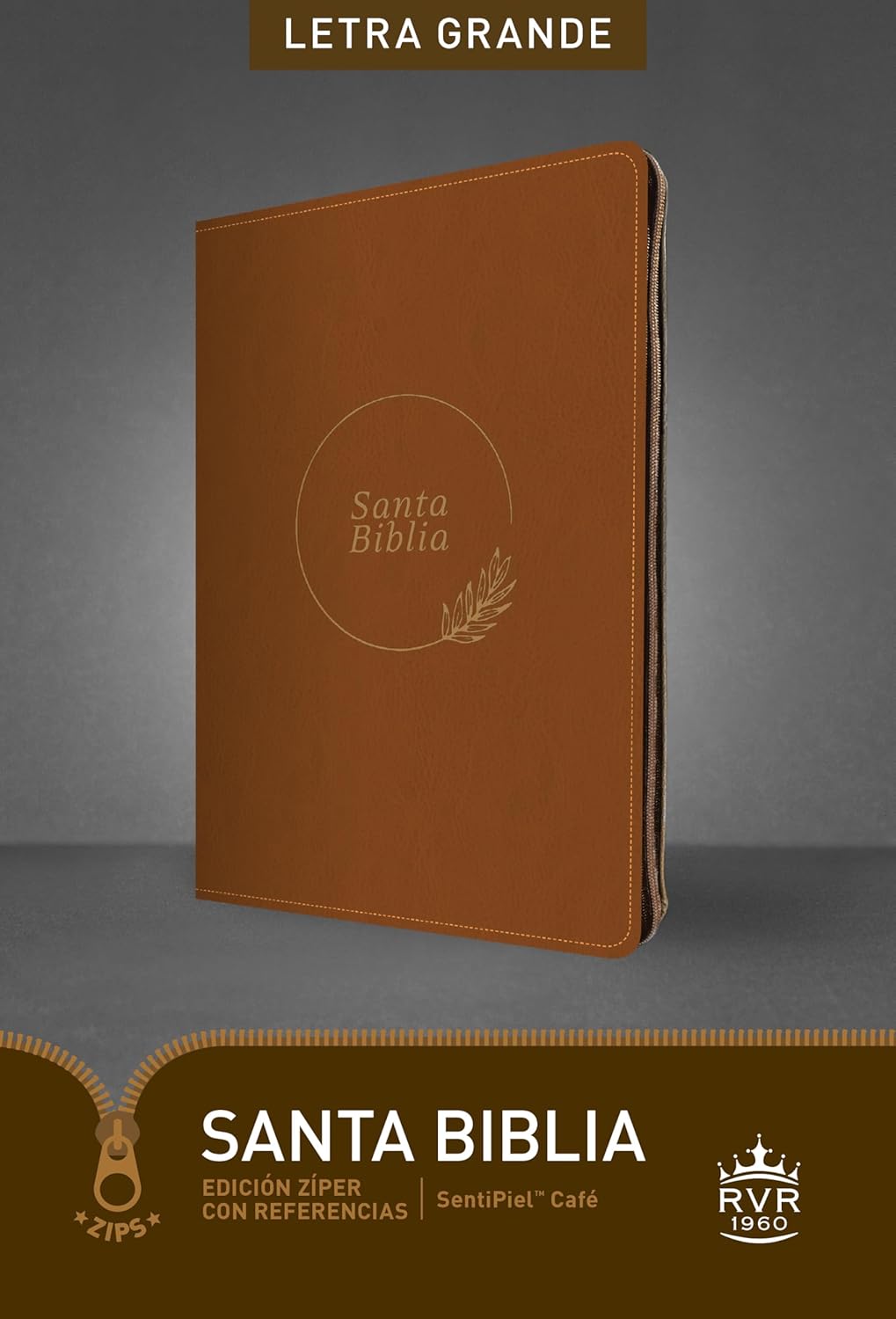 Biblia Reina Valera 1960 Letra Compacta PJR Cierre Tapa PU Marrón