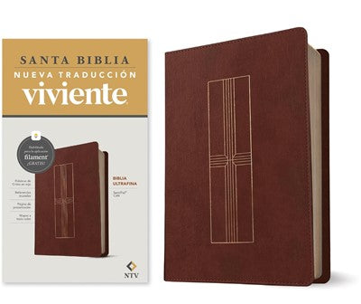 Biblia Nueva Traducción Viviente Ultrafina habilitada con filament simil piel marrón