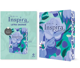 Biblia Nueva Traducción Viviente (NTV) Inspira, Letra 10 Pt, 20×25, Tapa PU, Flores Azul