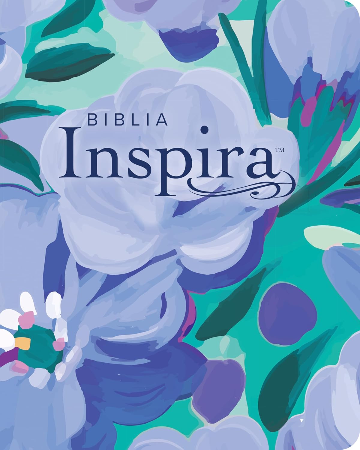 Biblia Nueva Traducción Viviente (NTV) Inspira, Letra 10 Pt, 20×25, Tapa PU, Flores Azul