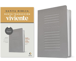 Biblia Nueva Traducción Viviente (NTV), Letra Grande 10 Pt, 16×23,5, Con Filament, Tapa PU, Gris