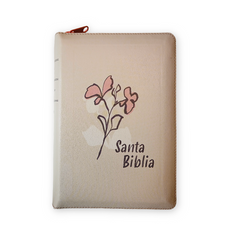 Biblia Nueva Traducción Viviente Letra Gigante Símil piel Beige con cierre