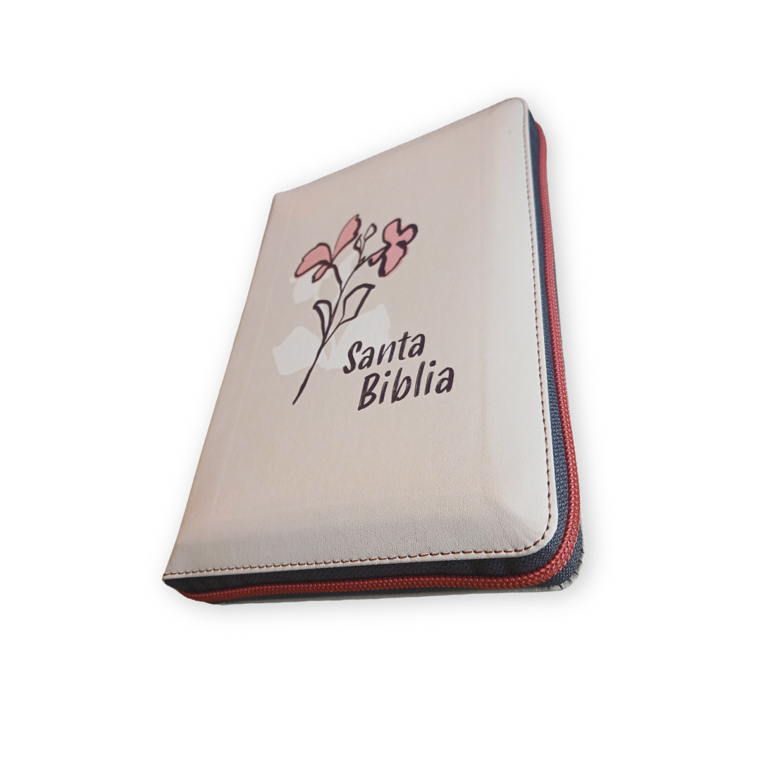 Biblia Nueva Traducción Viviente Letra Gigante Símil piel Beige con cierre