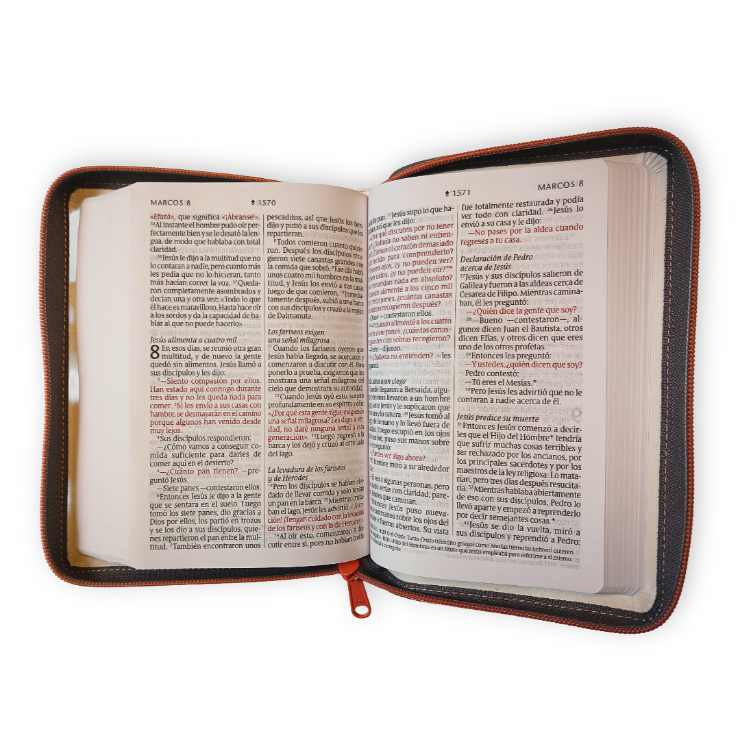 Biblia Nueva Traducción Viviente Letra Gigante Símil piel Beige con cierre