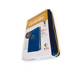 Biblia Nueva Traduccion Viviente Letra Gigante Simil piel Azul con Cierre