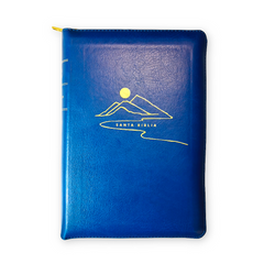 Biblia Nueva Traduccion Viviente Letra Gigante Simil piel Azul con Cierre