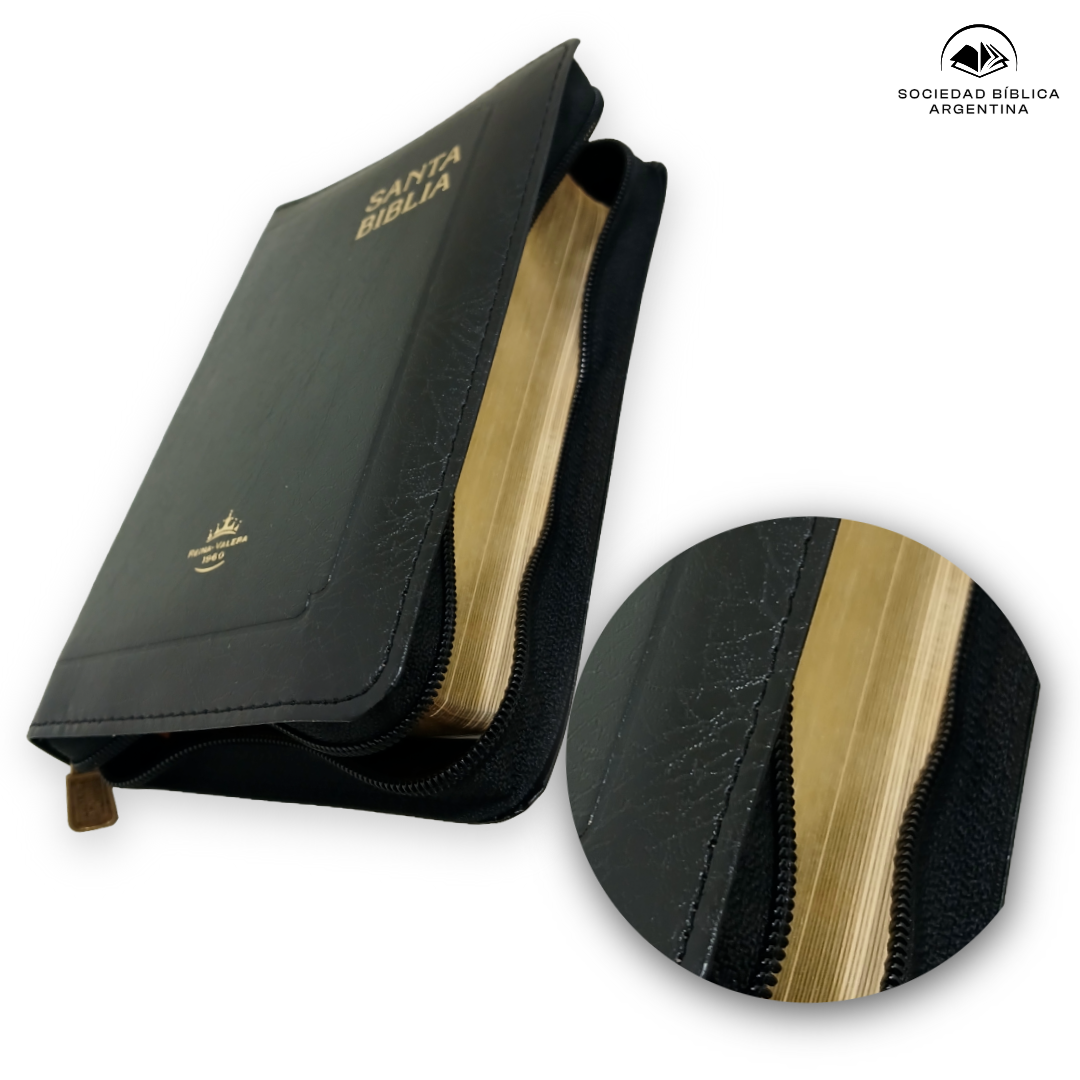 Biblia Reina Valera 1960 Tapa Flexible Negra con Cierre